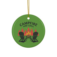 Load image into Gallery viewer, Campfire and Chill Ceramic Ornament — for Outdoor Lovers