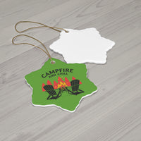 Load image into Gallery viewer, Campfire and Chill Ceramic Ornament — for Outdoor Lovers