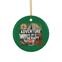 Load image into Gallery viewer, Adventure Is My Therapy Ceramic Ornament — Camping Travel Keepsake