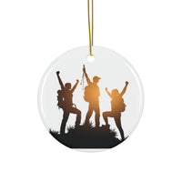 Load image into Gallery viewer, Ceramic Ornament - Victorious Hikers