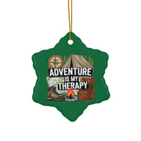 Load image into Gallery viewer, Adventure Is My Therapy Ceramic Ornament — Camping Travel Keepsake