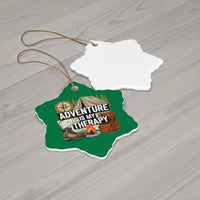 Load image into Gallery viewer, Adventure Is My Therapy Ceramic Ornament — Camping Travel Keepsake