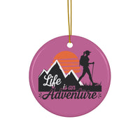 Load image into Gallery viewer, Adventure Ceramic Ornament — “Life is an Adventure” Hiking Holiday Decoration