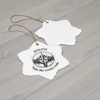 Load image into Gallery viewer, Eagle Peak Ceramic Ornament — "Always Take the Scenic Route"
