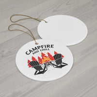 Load image into Gallery viewer, Campfire and Chill Ceramic Ornament — Round Holiday Tree Decoration