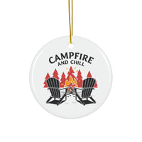 Load image into Gallery viewer, Campfire and Chill Ceramic Ornament — Round Holiday Tree Decoration