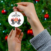 Load image into Gallery viewer, Campfire and Chill Ceramic Ornament — Round Holiday Tree Decoration